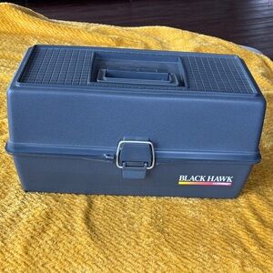 Black Hawk vintage wood stream fishing tackle box or  Tool Box